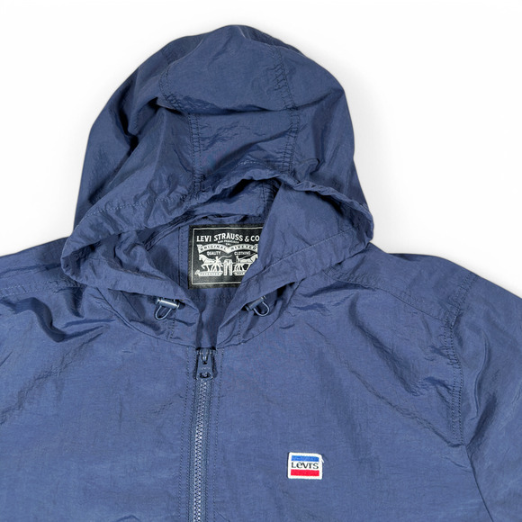 Levis Jacket Adult XXL Blue Gray Taslan Anorak Nylon Colorblock Windbreaker Y2K - Picture 3 of 11